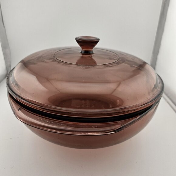 Pyrex Visions Cranberry Casserole Dish & Lid #024C Corning 2qt - Picture 12 of 16